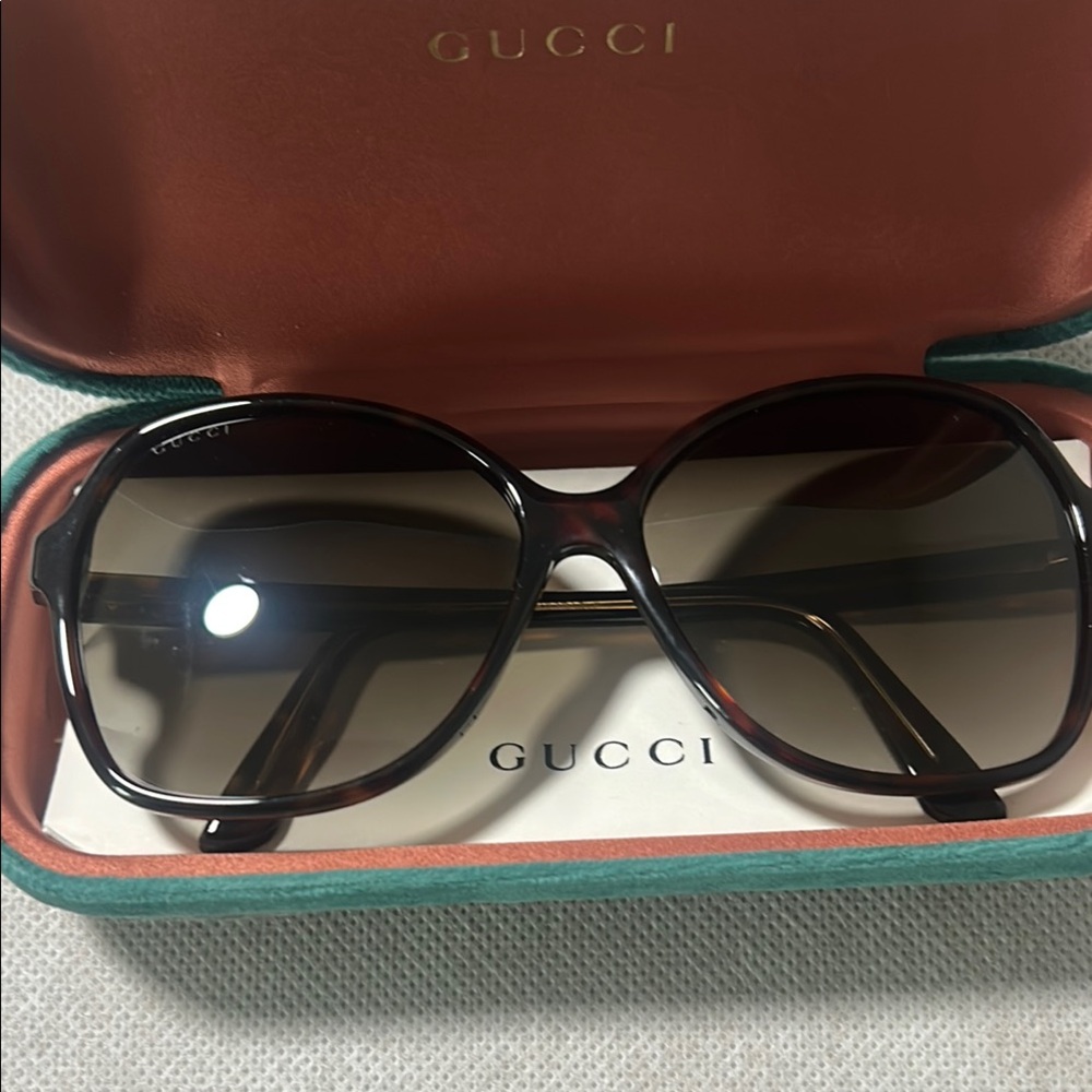 Gucci Tortoiseshell Sunglasses with Gold Accents